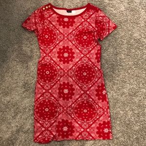 Short sleeve red paisley dress